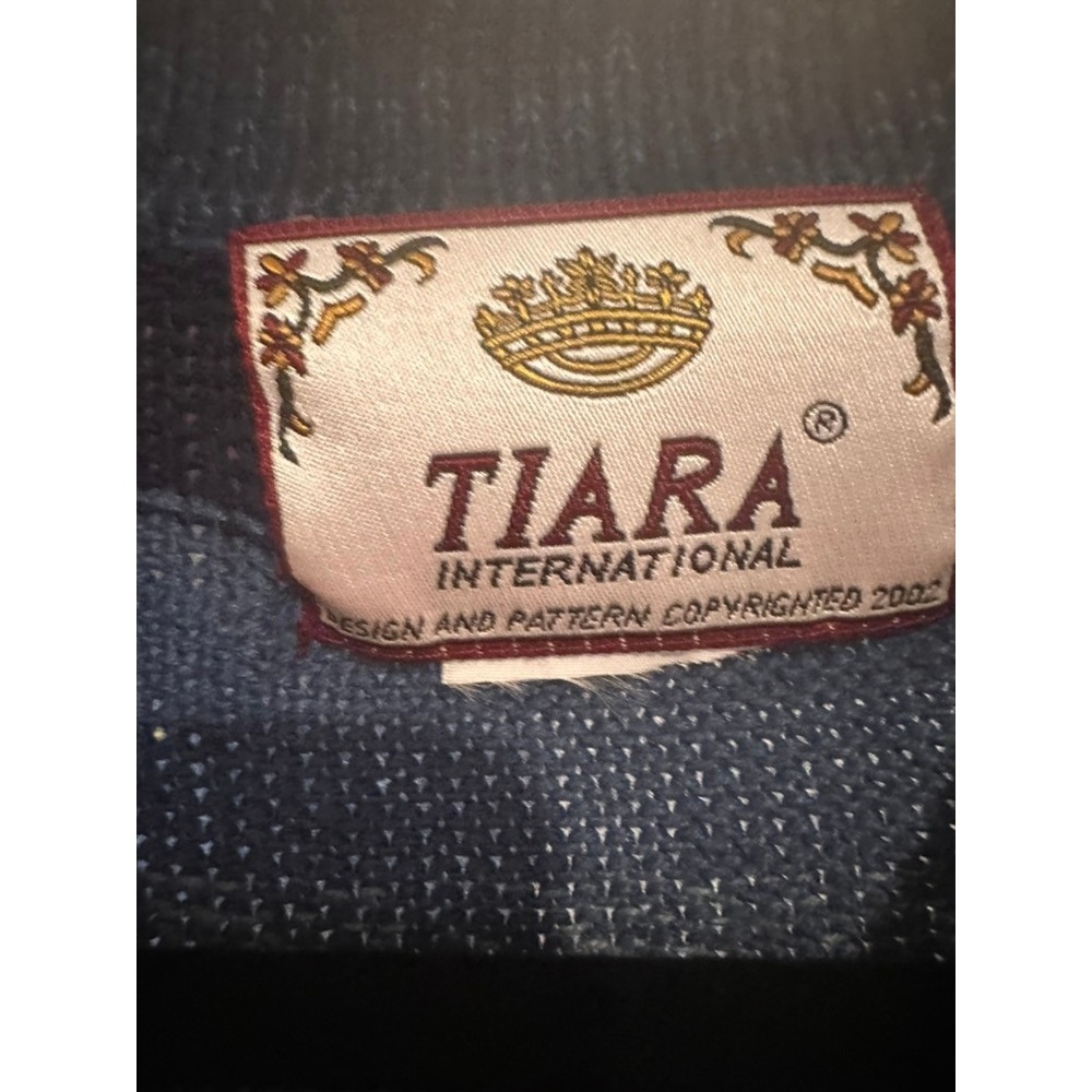 Tiara International Frosty Snowman Christmas Tree Zip Cardigan Sweater Blue L - Picture 2 of 9